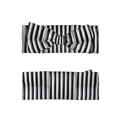 Black & White Stripe Prints Baby Bow Headband - Super Stretchy Soft Bows Hair Accessories for Newborn Infant Toddlers Kids Girls - Elastic and Skin-Friendly2