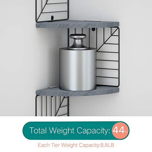 Love-Kankei Corner Shelf Wall Mount Of 5 Tier Rustic Wood Floating Shelves Wall Shelves For Bedroom Living Room Bathroom Kitchen Office And More Weathered Grey #TOP5