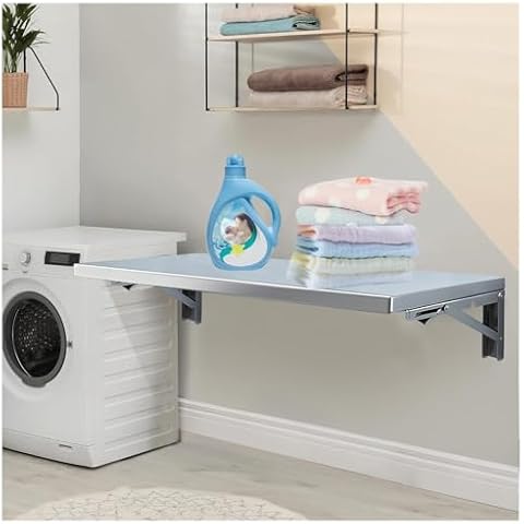 CYGJSYEA 304 Stainless Steel Wall-Mounted Folding Table,100x40cm (39.3" x 15.7"),Durable for Laundry,Bar, Dining,and Kitchen Spaces Cover