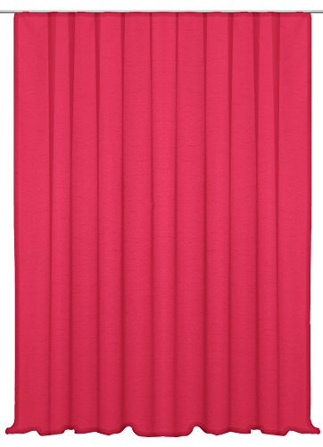 Dekorativ gardin halvtransparent satinglans dubbel bredd gardin panelgardin med samlande tejp ca. 300 x 245 cm #1319, Polyester, Rosa, 300 x 245 cm