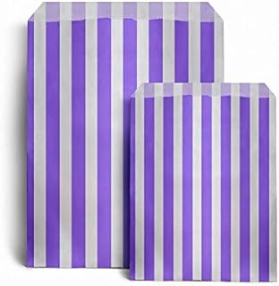 Candy Stripe Paper Bags 5" x 7" (Purple, Pack of 200)