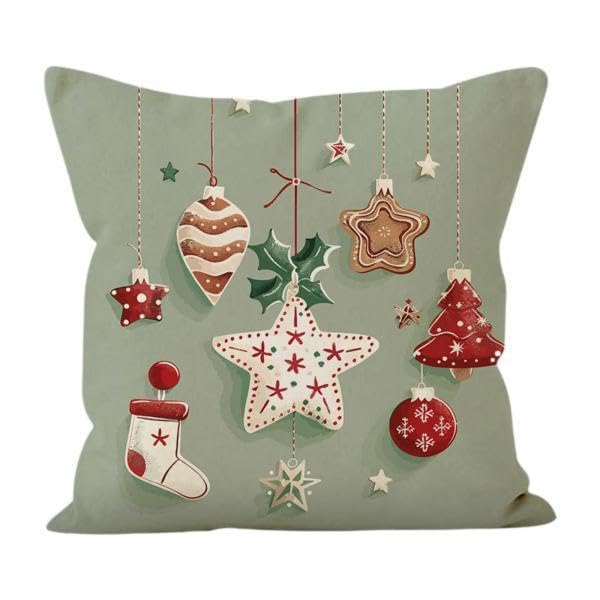Taies d'oreiller de Noël 45x45 housse coussin de fête canapé salon Qianly lot de 2