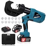 Hydraulic Crimping Tool 12-Ton Cordless Electric Hydraulic Crimper Kit with 12 Dies for 6AWG to 800MCM Copper and Aluminum Wire Terminals