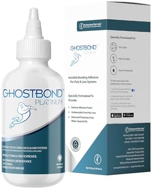 GHOSTBOND Platinum Water Resistant Wig Glue for Extreme Heat - 5oz - Hair Replacement Adhesive for Poly and Lace Wigs. Invisible Bonding Hair Glue - Strong Hold Lace Front Glue