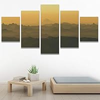 SIGNWIN 5 Panel Canvas Wall Art Coastal Orange Photography Relax/Calm Romantics Sunset Warm for Home Decorations Ready to Hang - 60