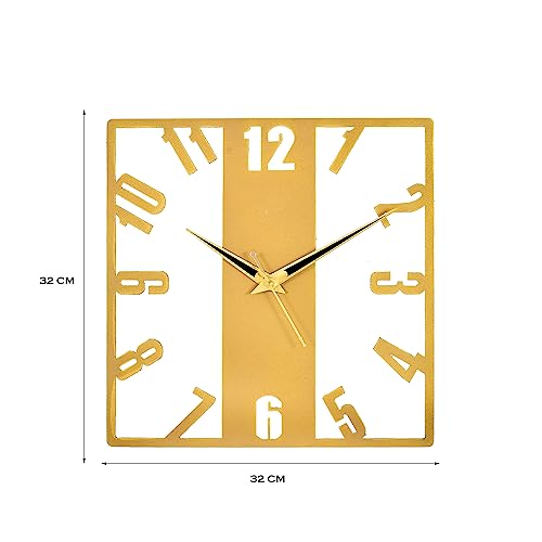 Image of METSY Metal Laser Cut Numerical Analogue Art Wall Clock Black & White for Home and Office | Metal Wall Art | Decor Items (Rectangular)
