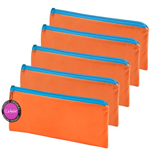 Kit 5x Estojo Escolar em TNT Premium 21x11cm Figi TopGet (Laranja)