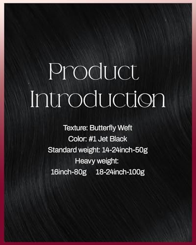 Image of Moresoo Butterfly Weft Hair Extensions Human Hair, Invisible Genius Weft, #1 Jet Black 24 Inch 100g, Add Volume, OVO PU Hole, Straight Soft Remy Hair, Simple Installation