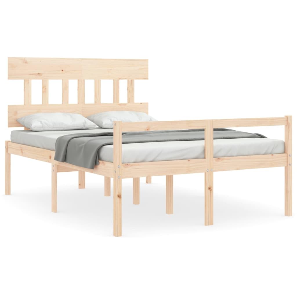 Seniorenbett aus Massivholz 120x200 cm mit Kopfteil und Fußteil sowie seniorengerechtem Lattenrost