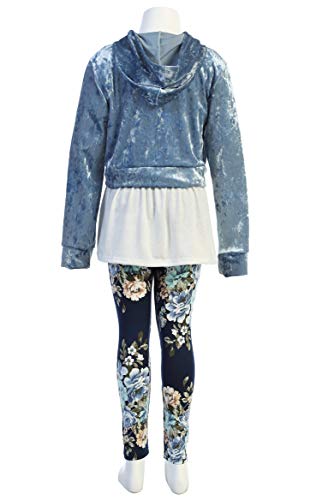 Image of iGirlDress Girls 4 Pieces Pant Set Long Sleeve Jacket Necklace Floral Plaid Pant 4-16
