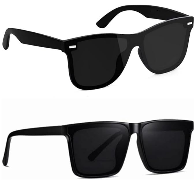 Image of Unisex Stylish Round Sunglasses | TAC Polarized Lens | 100% UV Protection | Men & Women Driving Bikes, Outdoor Sports, Hiking & Travel Eyewear (black sunglass)