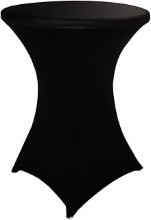 Spandex Cocktail Table Covers, Fitted Round Highboy Stretch Table Cloths for Party, Bar, Wedding, Birthday, Banquet (Black, Fit for 30-32" Diameter x 42" Height Tables)