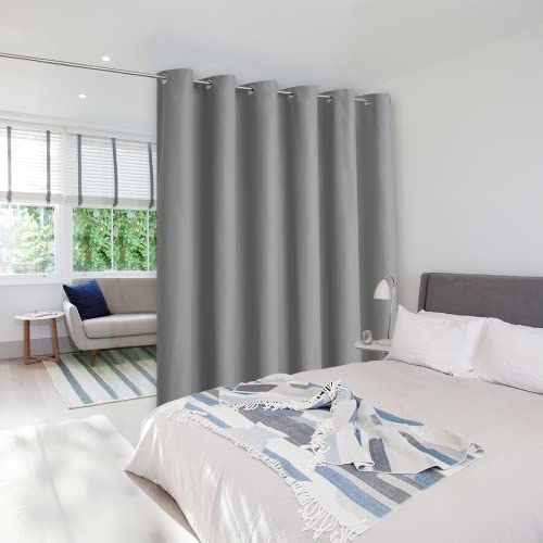 Image of NICETOWN Room Separating Divider, Room Divider Curtain Screen Partitions, Vertical Blind for Sling Door, Blackout Window Curtains Privacy Blinds for Patio (Silver Grey, 1 Panel, 7ft Tall x 10ft Wide)