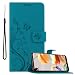 Produktbild Cadorabo Hülle kompatibel mit LG K61 Blumen Design aus Premium Kunst Leder Flip Klappbare Stoßfeste Magnetische [Standfunktion] [Kartenfächern] Cover Case für LG K61 Tasche in Blau