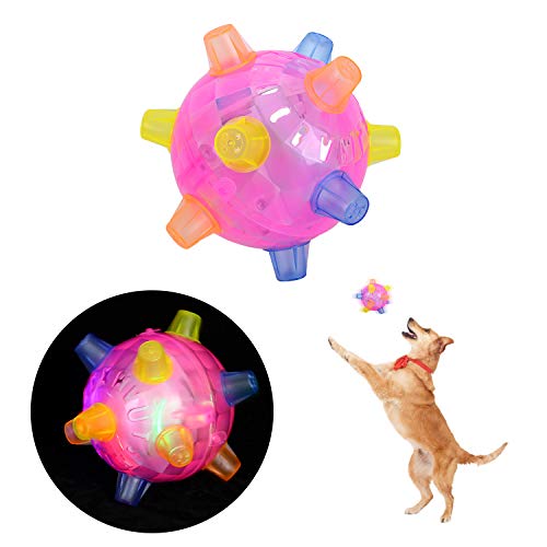 Colmanda Balle Sauteuse à LED, Animaux Chats Balles Sauteuse à LED Boule de Saut Clignotant pour Chiens et Chats Animal Domestique - Rose