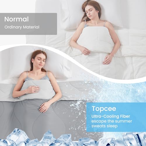 Topcee Cooling Comforter 60"x90"-Cooling Blanket Everlasting Cold Touch for Hot Sleepers-Q-max 0.35 Double-Sided Lightweight Design Summer Ice Blanket for Night Sweats-Grey Twin - Image 4