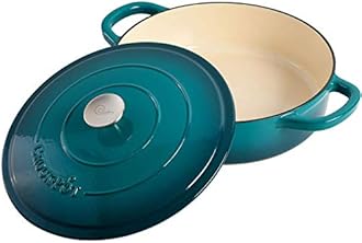 Crock Pot 112002.02 Artisan 5 Quart Enameled Cast Iron Braiser Pan, Teal Ombre