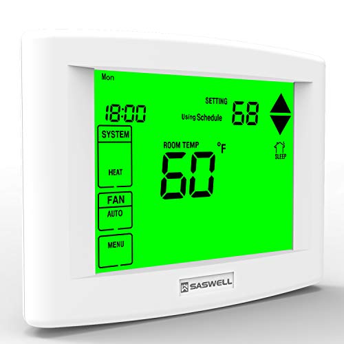 7 Days Programmable Touch Screen Thermostat For Home, With Large Digital Display, Easy To Read, Dual Powered,3 Heat 2 Cool,Saswell Sas6000Utk-7. #TOP2