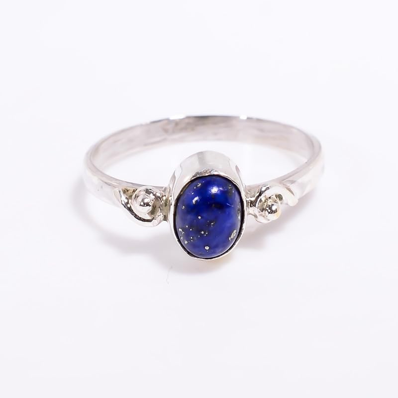 Bague lapis-lazuli argent 925 mixte de forme ovale cabochon - 3