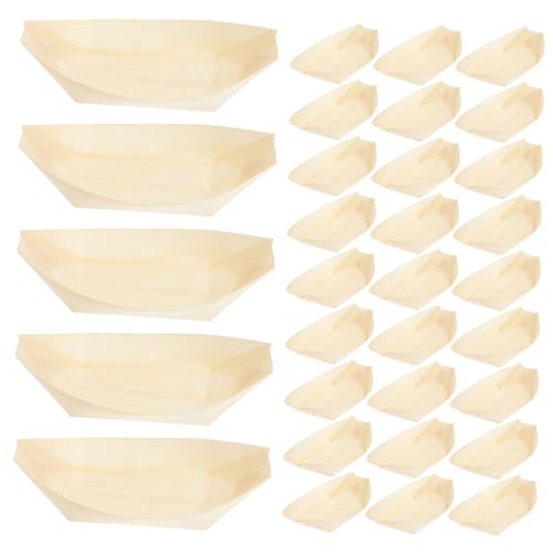 Platos Desechables de Madera para Sushi 100 Unidades miniatura 1