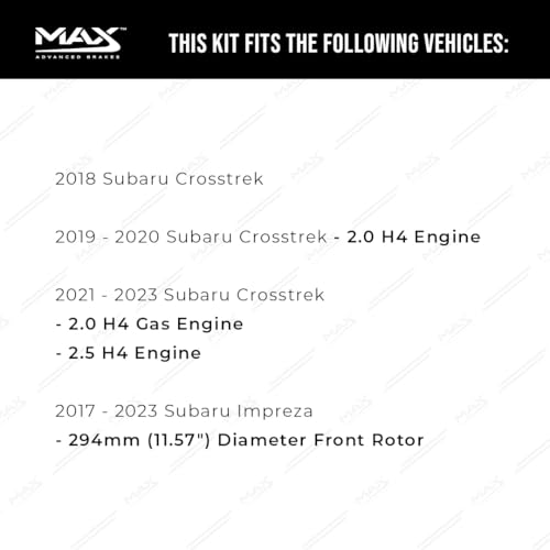 Image of Max Advanced Brakes Front & Rear Brake Kit Compatible With 2018 2019 2020 2021-2023 Subaru Crosstrek Impreza Replacement Drilled Slotted Black Coated Disc Brake Rotors and Ceramic Brake Pads