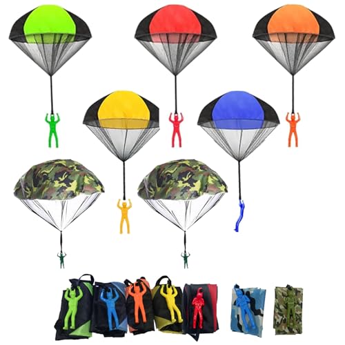 BaiDekun - BaiDekun Lot de 7 jouets en parachute pour enfants – Jouets en avion pour l'extérieur, jeux de parachute pour l'extérieur, parfaits pour s'amuser en plein air, raviront les enfants avec des aventures