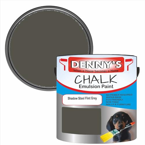 Premium Interior Wall & Furniture Chalk Paint – Shadow Steel Flint Grey – Rich Matt Finish, Durable & Washable, Low Odour, Ideal for Living Rooms, Bedrooms & Hallways (250ML Tin)