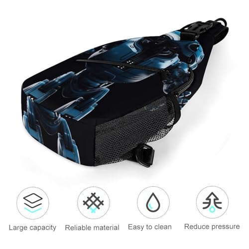 Bolso Crossbody Multifuncional para Viaje Azul Robot miniatura 5