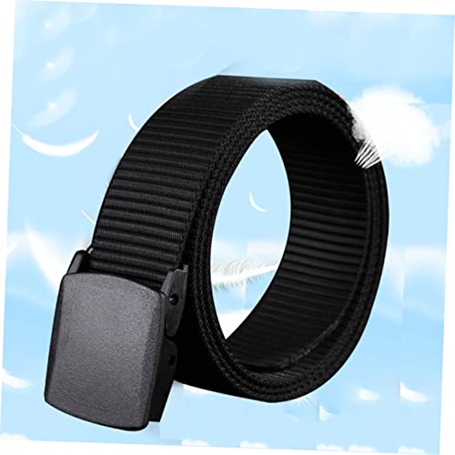 Men's Casual Canvas Belt Plastic Buckle Anti-Allergy Outdoor Web Belt for Travel (130cm Black)3