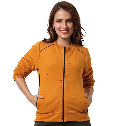 Image of PINACOLADA Women's Colorblock Sweatshirt with Ribbed Hem for Casual Wear | Low-High Neck | Long Sleeve | Button Closure | Cotton Sweatshirt Crafted with Comfort Fit for Everyday Wear