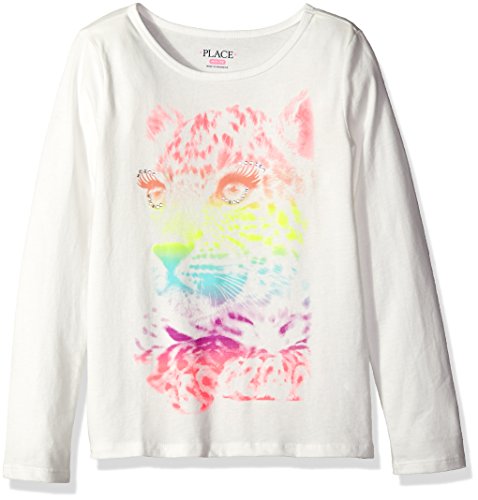 The Children's Place Big Girls' Long Sleeve T-Shirt 3, White 71266, Medium/7/8