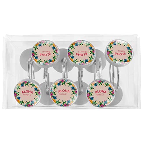 Anneaux de douche imprimé Aloha | Accessoires de bain durables - 6
