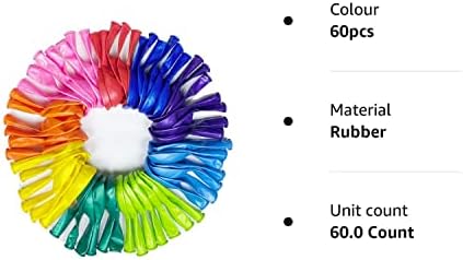 Craftsboys Balloons Pack of 60, Rainbow Set 12 Inch, Assorted Bright Colors, Made With Strong Multicolored Latex, For Helium Or Air Use. Kids Birthday Party Decoration Accessory (Assorted, 60pcs)