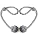 BUZIO 1 Pair Blackout Curtain Rope Tieback, Hand-Knitted Cord Rustic Cotton Holdbacks - Easy Knot Loop Connection, Gray