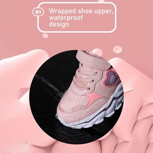 Girls Sneakers Light up Water Resistant Leather Athletic Shoes for Outdoor Play School Walking Everyday Wear3
