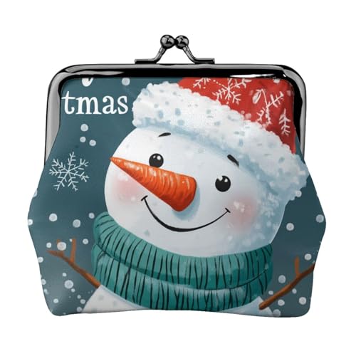 Pu Leather Buckle Coin Purse Christmas-Snowman-Gift Girls Kiss-Lock Change Purse Wallets