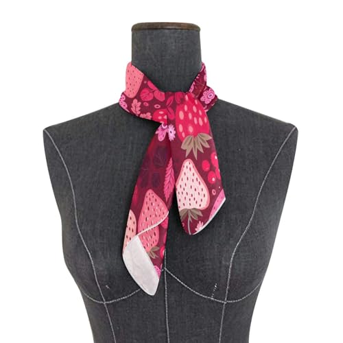 Kigai Square Scarf for Women Cute Strawberry Silk Feeling Head Scarf Breathable Lightweight Hair Scarf Neck Scarf, 23.6 × 23.6 inch Women's Bandanas & Scarves3