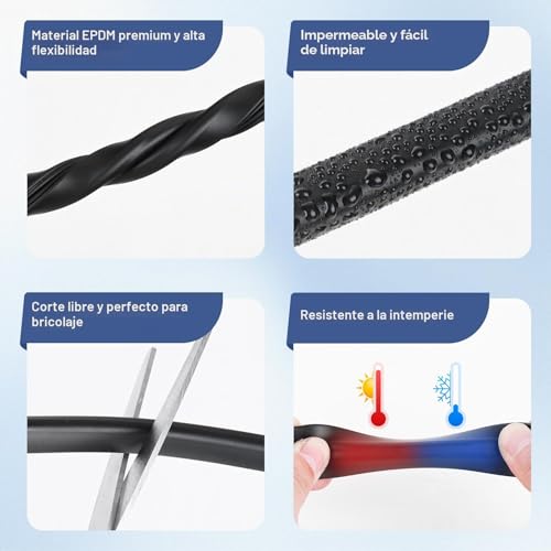 Miniatura 4 de Junta De Goma Adhesivo Protector De Borde Perfil De Goma En U Junta Para Puerta Coche Cristal Metal 3m, 1,6mm