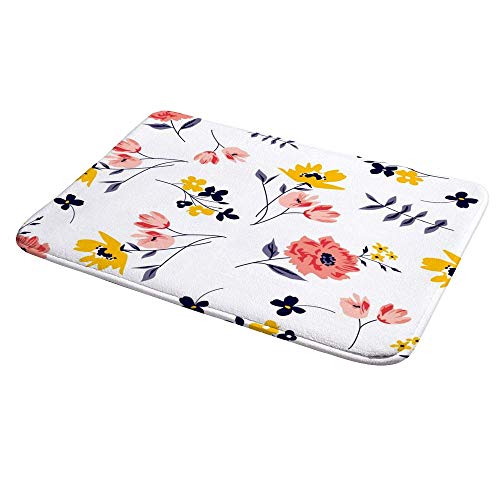 Tapis de douche antidérapant grand format fleurs de printemps lavable en machine