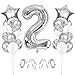 Produktbild Bluelves Luftballon 2. Geburtstag, Folienballon Zahl 2 Silber, Geburtstagsdeko Jungen Mädchen 2 Jahr, Helium Riesen Zahlenballon 2, Deko zum Geburtstag für Kinder, Junge, Mädchen