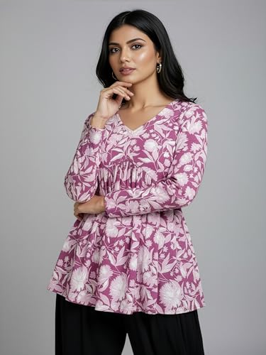 Image of Casual Rayon V-Neck Full Sleeves Stylish Peplum Top for Women(28 inch Inches)