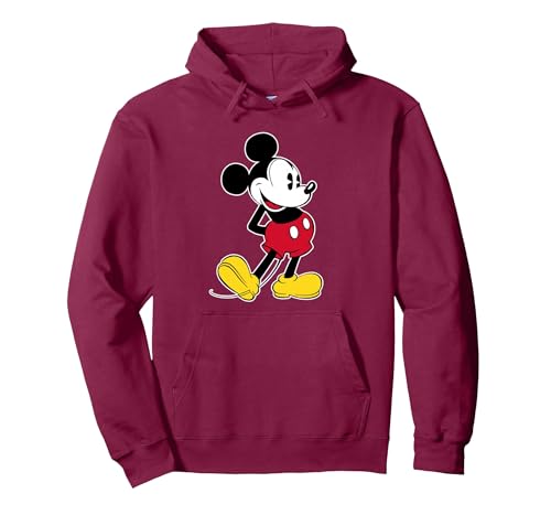 Image of Disney Mickey Mouse Classic Pose Pullover Hoodie, Adult Unisex, Burgundy, Small