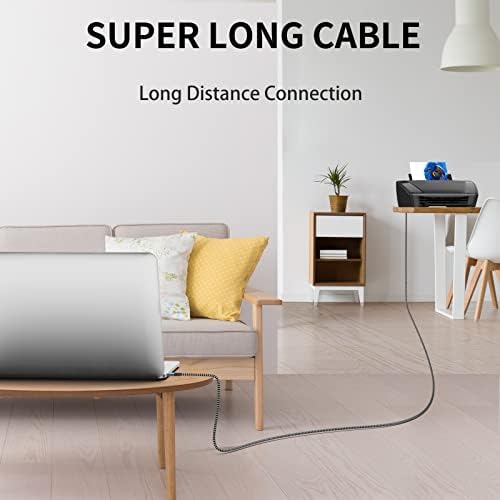 USB Printer Cable 20 Foot - Long Printer Cable Nylon Braided USB Type A to B Cord Compatible with HP, Canon, Epson, Dell, Brother, Lexmark, Xerox, Samsung etc