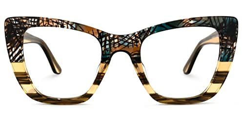 Image of VOOGLAM Cat Eye Blue Light Blocking Glasses, Fashion Multicolor Glasses Frame for Women Anti Eyestrain & UV