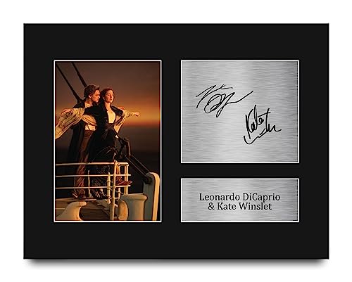 HWC Trading Leonardo DiCaprio & Kate Winslet Titanic Gifts Printed Signed Autograph Picture for Movie Memorabilia Fans - US Letter Size