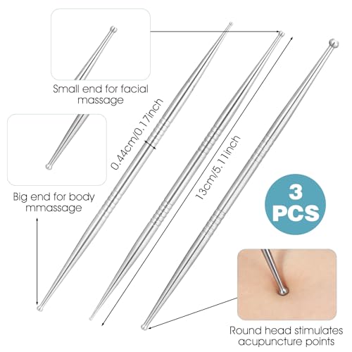 3 stuks gereedschap voor gezichtsreflexologie, acupressuur pen, triggerpunt, massagegereedschap, acupunctuur, gezicht, vinger, massagegereedschap, drukspier voor voeten, benen, nek, rug - Afbeelding 3