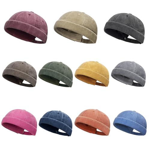 Vintage Caps Hat Casual Caps Hip Hop Brimless Hat Adjustable Washed Skull Hat Horn for Female Male3