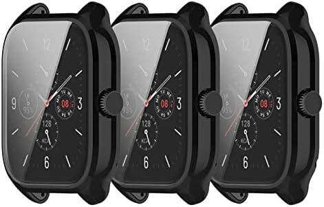 3Pack Compatible for Amazfit GTS 4 Case Screen Protector Cover, TPU Plated Full Coverage Screen Protector Case Bumper Shell Protective Cover for Amazfit GTS 4 (3*Black)