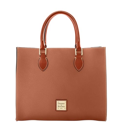 Dooney & Bourke Women's Janine Satchel in Pebble Grain Leather, Large Handbag with Adjustable & Detachable Shoulder Strap, Caramel