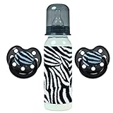 Rock Star Baby Zebra - Set de regalo (3 piezas, chupete y biberón)